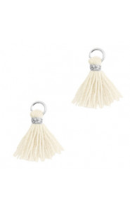 Mini Quaste Ibiza Style 1cm Silver-off white